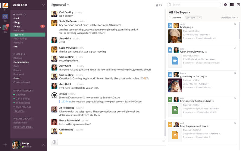 Slack is a free live-chat tool for internal business communication.